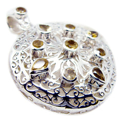 Riyo Genuine Gems Multi Shape Faceted Yellow Citrine 925 Sterling Silver Pendant anniversary day gift