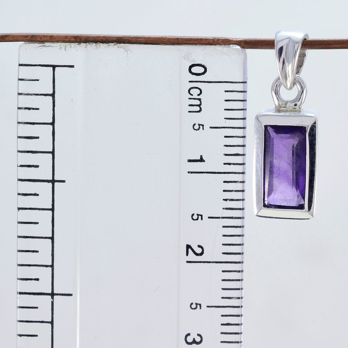 Riyo Genuine Gems Octogon Faceted Purple Amethyst 925 Sterling Silver Pendant gift for college