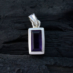 Riyo Genuine Gems Octogon Faceted Purple Amethyst 925 Sterling Silver Pendant gift for college