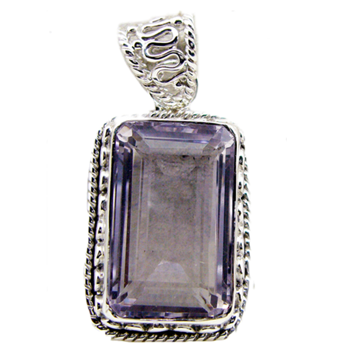 Riyo Genuine Gems Octogon Faceted Purple Amethyst Sterling Silver Pendants gift for wedding