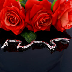 Riyo Genuine Gems Octogon Faceted Red Garnet Silver Bracelet independence day gift