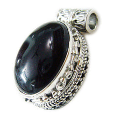 Riyo Genuine Gems Oval Cabochon Black Black Onyx Solid Silver Pendants graduation gift
