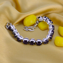 Riyo Genuine Gems Oval Faceted Purple Amethyst Silver Bracelets gift for children day