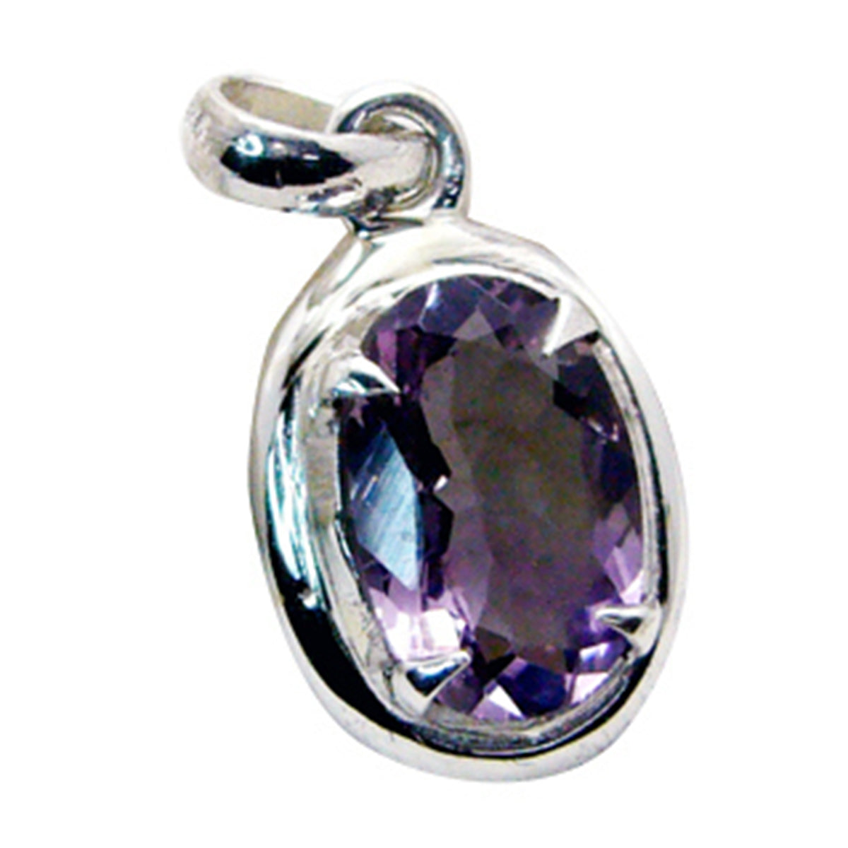 Riyo Genuine Gems Oval Faceted Purple Amethyst Solid Silver Pendants gift for children day
