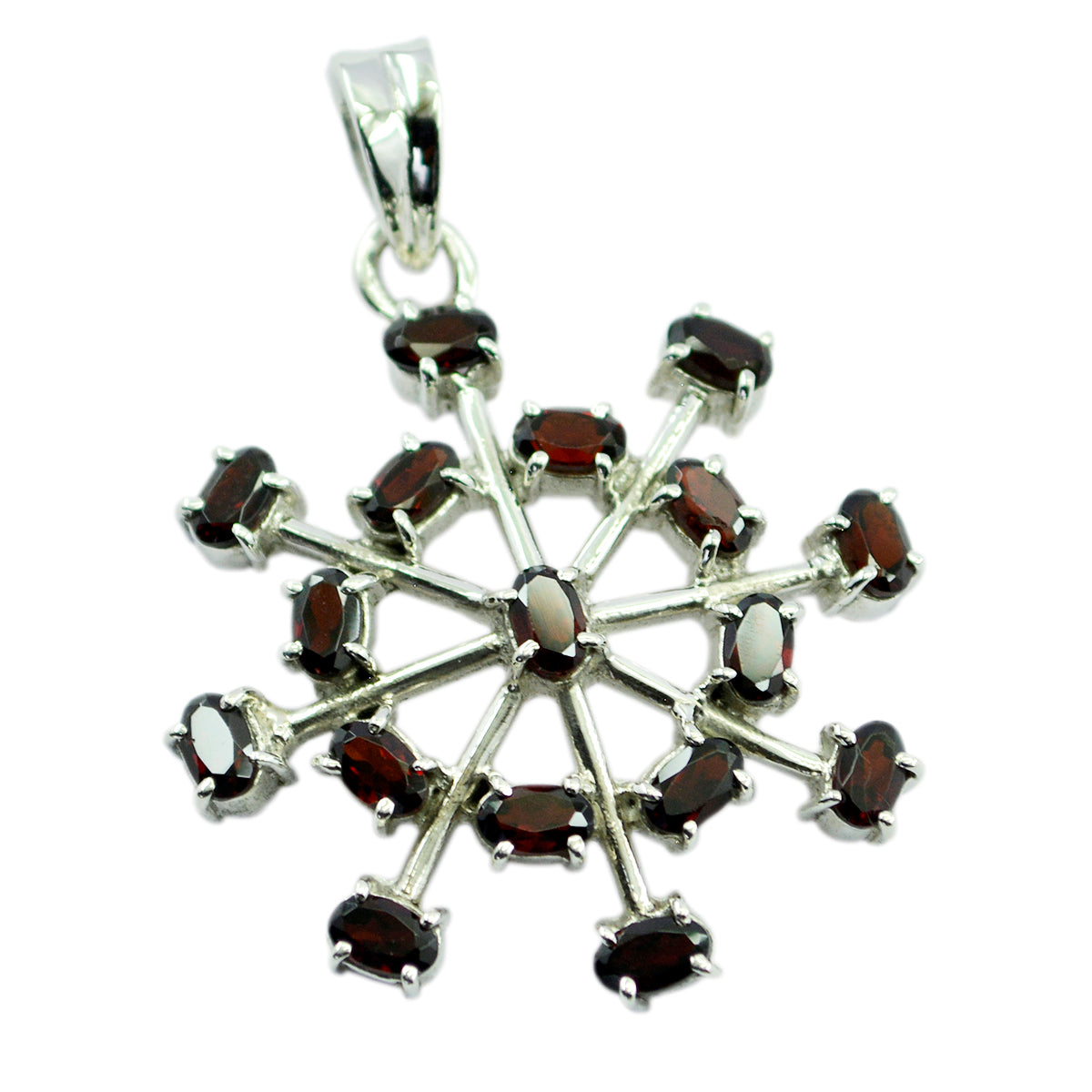 Riyo Genuine Gems Oval Faceted Red Garnet 925 Silver Pendants gift for b' day