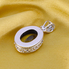 Riyo Genuine Gems Oval Faceted Yellow Lemon Quartz 925 Silver Pendants college graduation