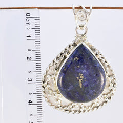 Riyo Genuine Gems Pear Cabochon Nevy Blue Lapis Lazuli 925 Silver Pendants gift for sister