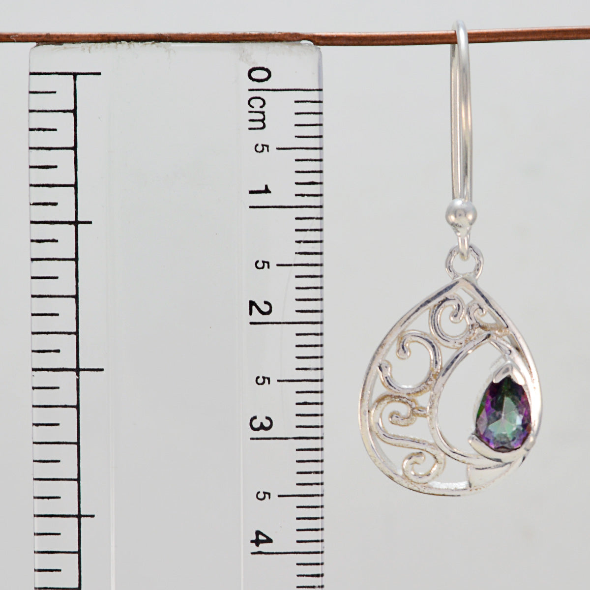 Riyo Genuine Gems Pear Faceted Multi Mystic Quartz Silver Earrings handmade gift