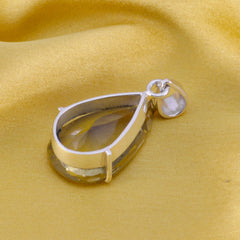 Riyo Genuine Gems Pear Faceted Yellow Lemon Quartz Sterling Silver Pendants moms day gift