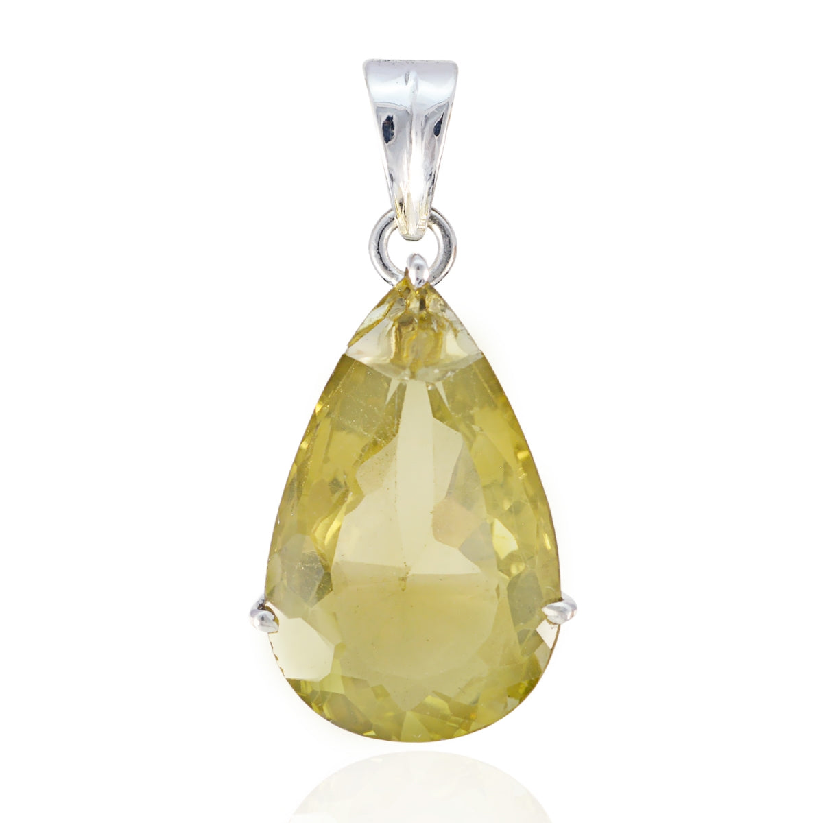 Riyo Genuine Gems Pear Faceted Yellow Lemon Quartz Sterling Silver Pendants moms day gift