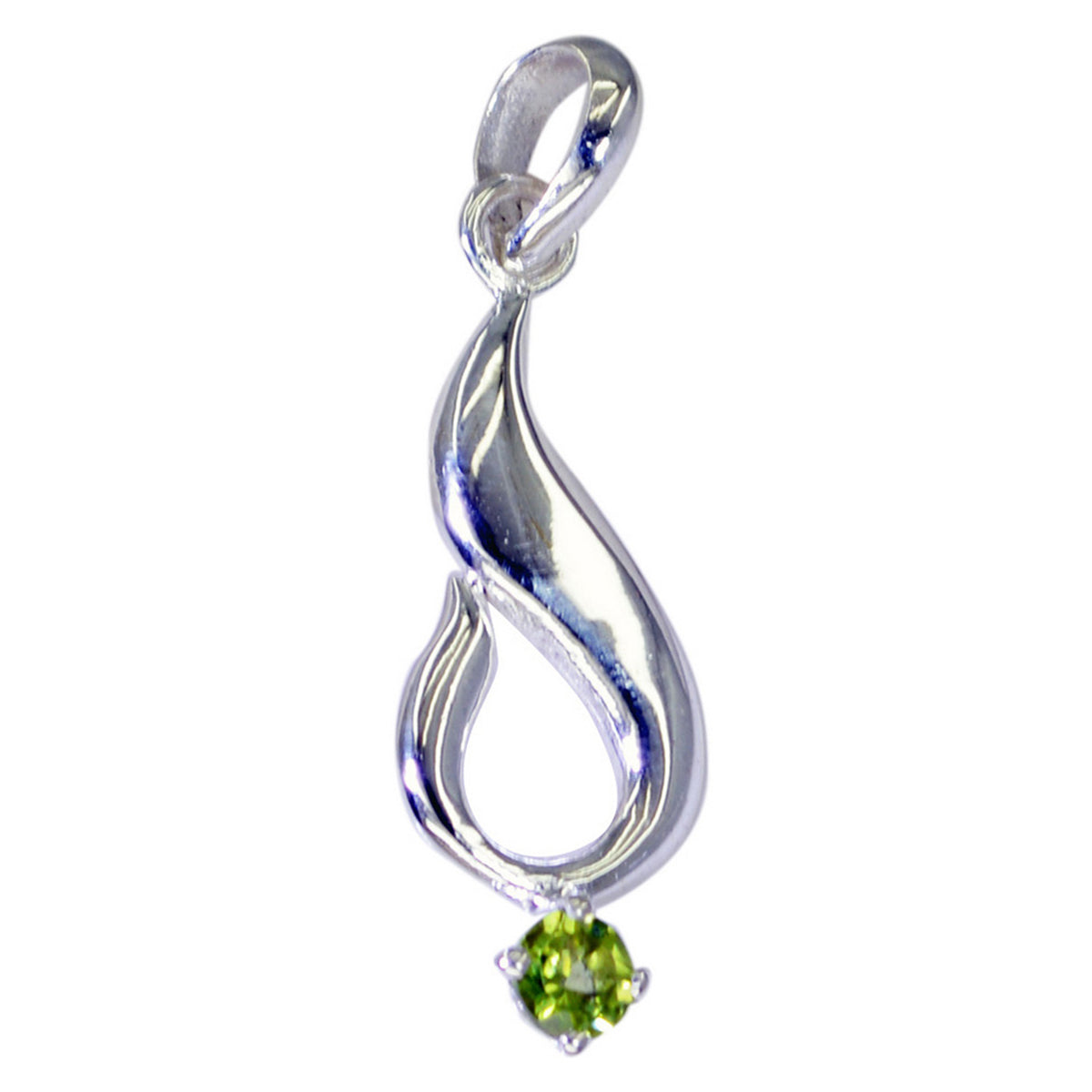 Riyo Genuine Gems Round Faceted Green Peridot Solid Silver Pendant gift for teacher's day