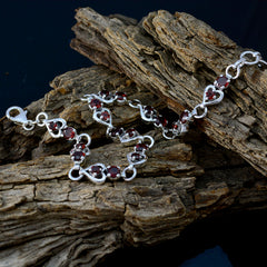 Riyo Genuine Gems Round Faceted Red Garnet Silver Bracelet b' day gift