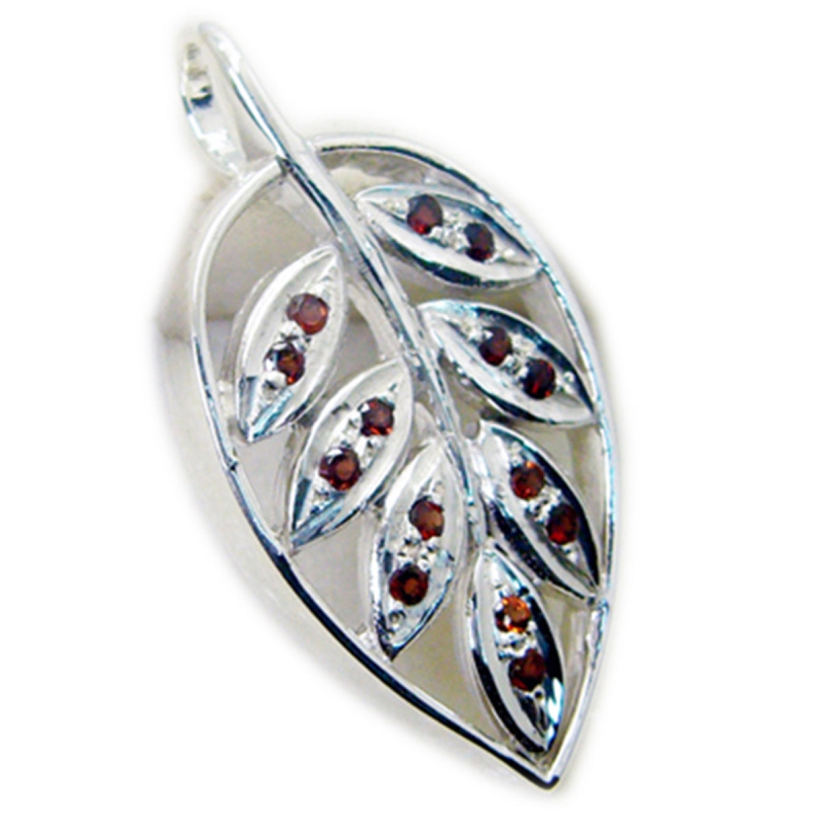 Riyo Genuine Gems Round Faceted Red Garnet Sterling Silver Pendant gift for good