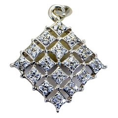 Riyo Genuine Gems Round Faceted White Crystal Quartz 925 Sterling Silver Pendants girlfriend gift