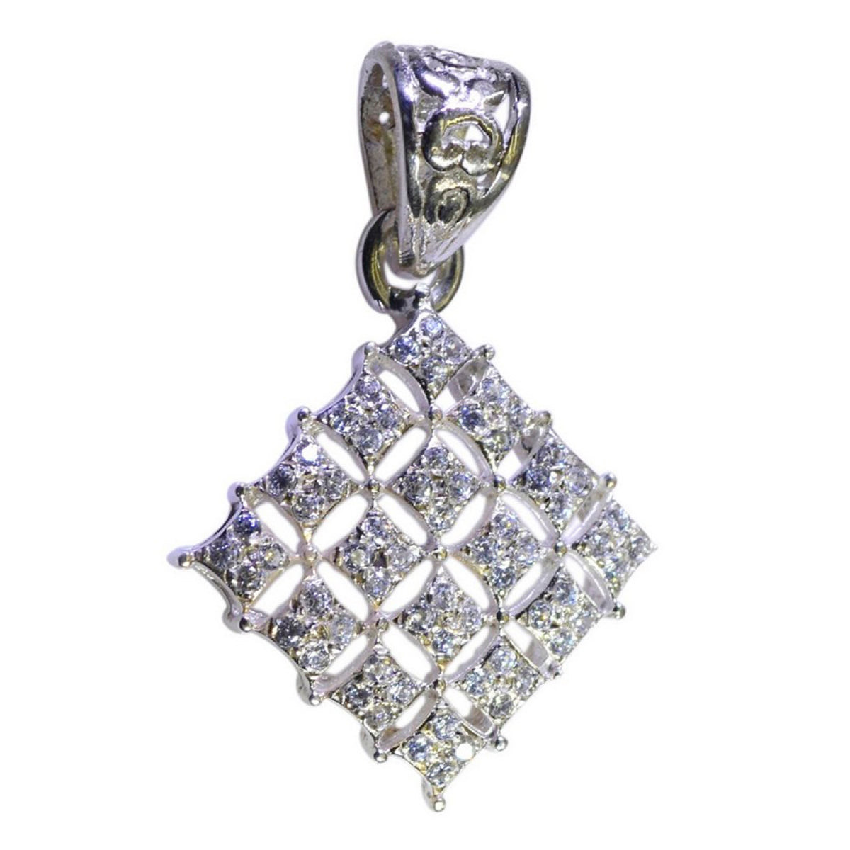 Riyo Genuine Gems Round Faceted White Crystal Quartz 925 Sterling Silver Pendants girlfriend gift