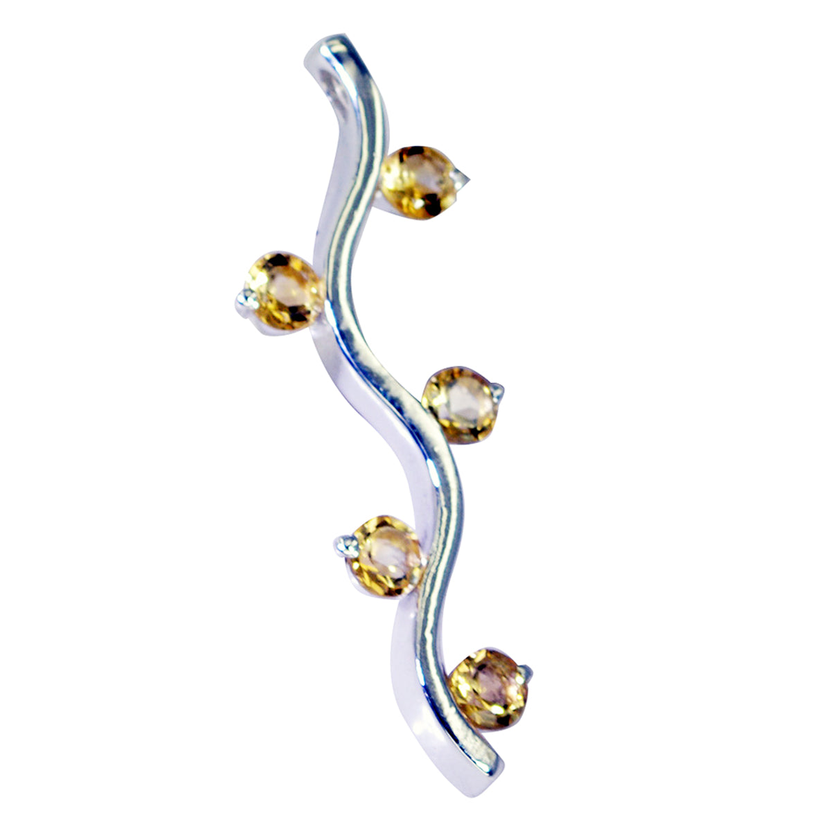 Riyo Genuine Gems Round Faceted Yellow Citrine 925 Silver Pendants brithday gift