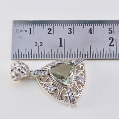 Riyo Genuine Gems Triangle checker Green Green Amethyst 925 Sterling Silver Pendant cyber Monday gift