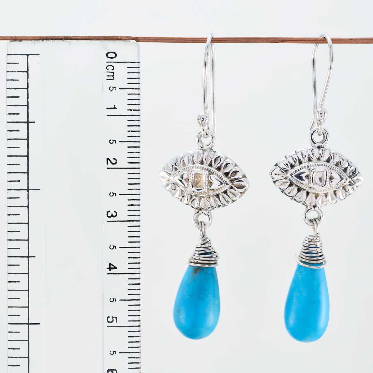 Riyo Genuine Gems fancy Cabochon Multi Turquoise Silver Earring mom gift