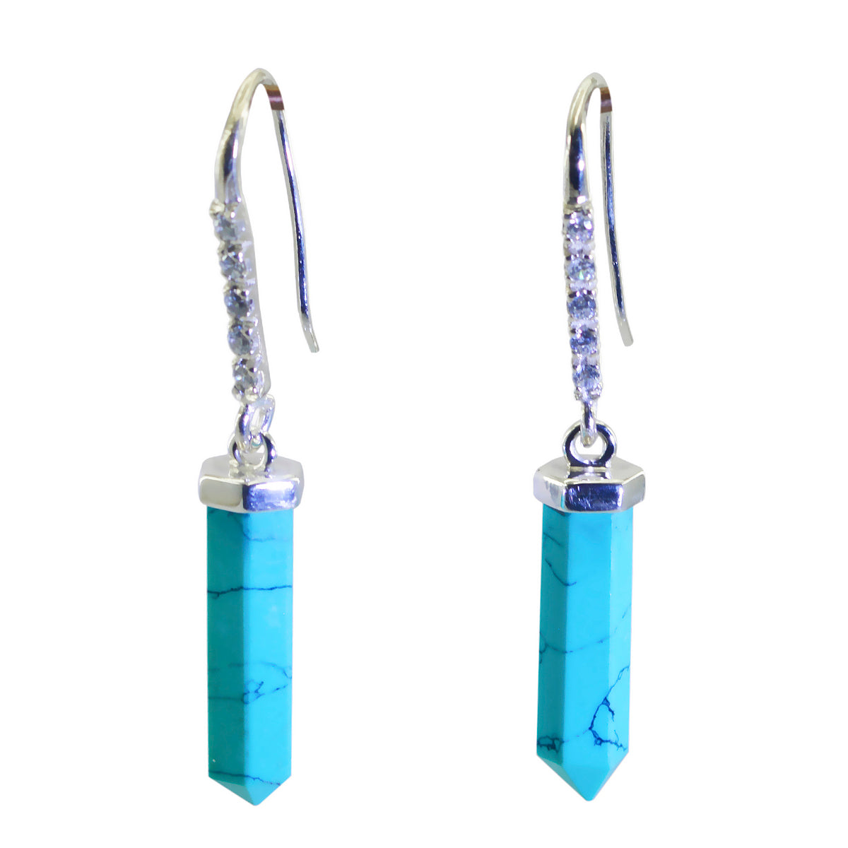 Riyo Genuine Gems fancy Faceted Multi Turquoise Silver Earring gift for christmas