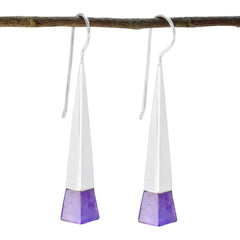 Riyo Genuine Gems fancy Faceted Purple Amethyst Silver Earrings gift for good Friday