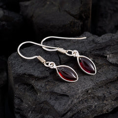 Riyo Genuine Gems marquise Cabochon Red Garnet Silver Earrings gift for cyber Monday
