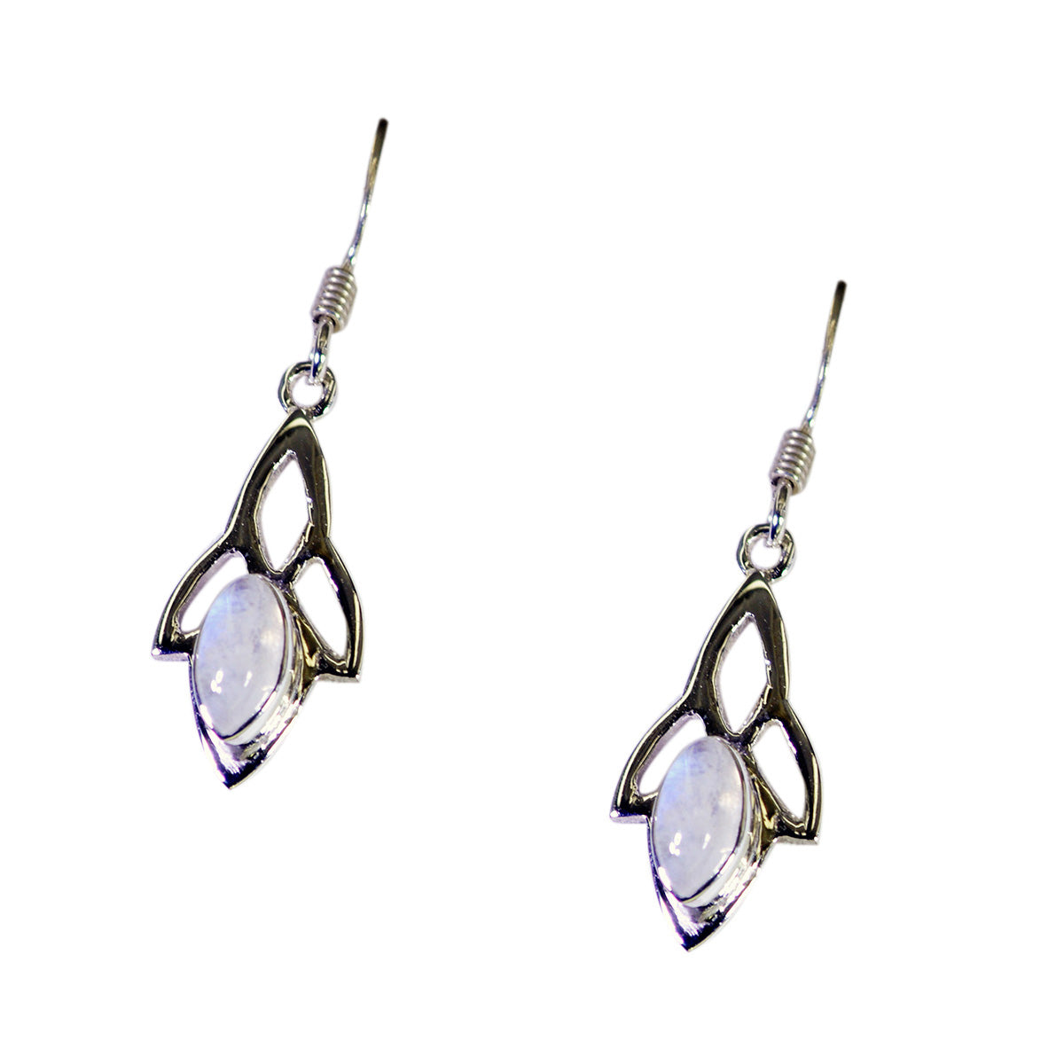 Riyo Genuine Gems marquise Cabochon White Rainbow Moonstone Silver Earrings gift for mothers day