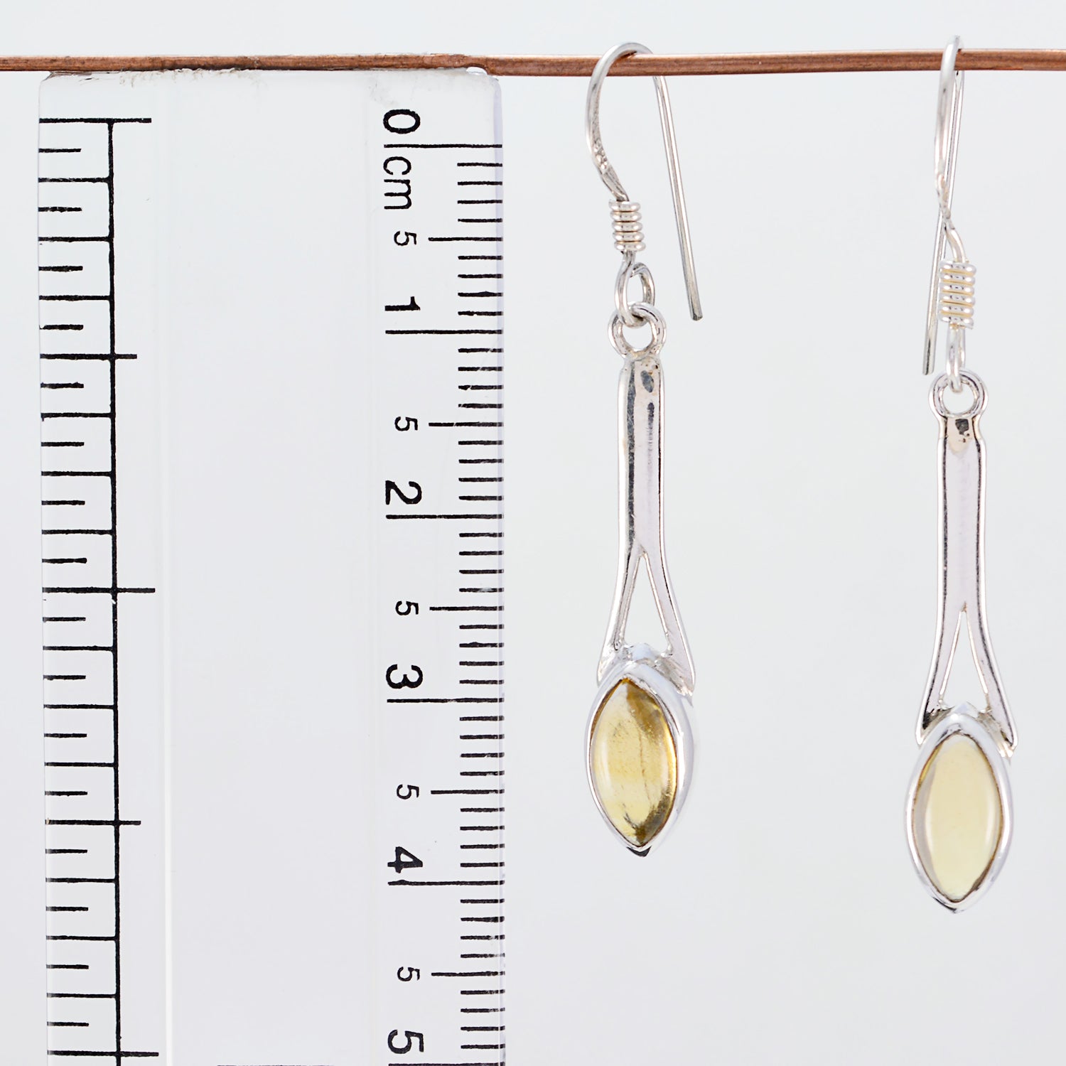 Riyo Genuine Gems marquise Cabochon Yellow Citrine Silver Earrings b' day gift