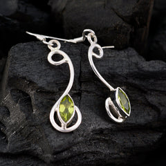 Riyo Genuine Gems marquise Faceted Green Peridot Silver Earrings gift for children day