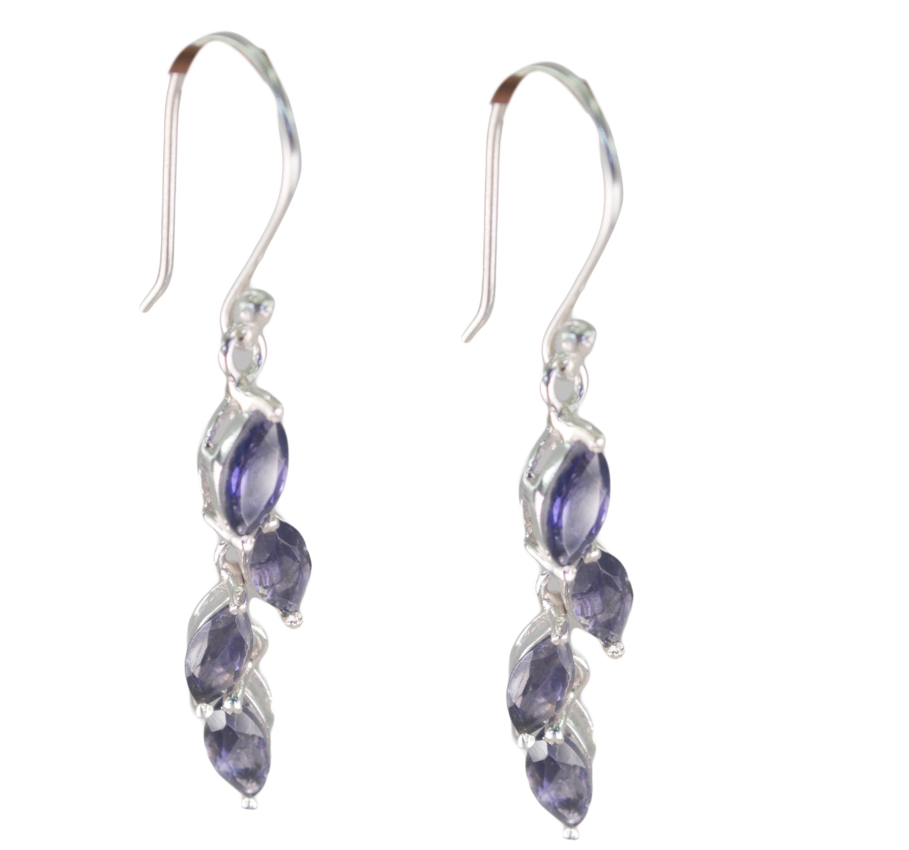 Riyo Genuine Gems marquise Faceted Nevy Blue Iolite Silver Earrings thanks giving gift
