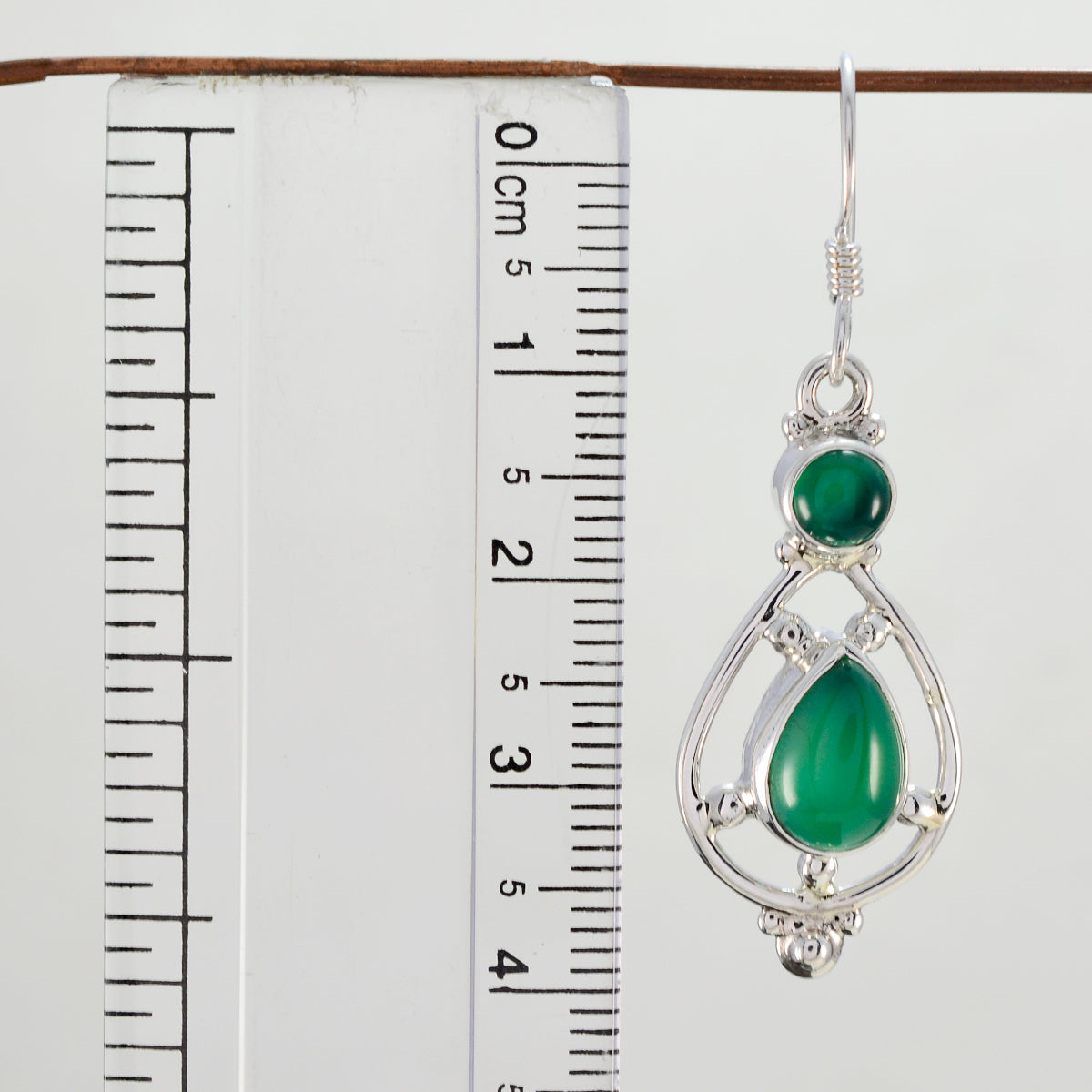 Riyo Genuine Gems multi shape Cabochon Green Onyx Silver Earrings gift for black Friday