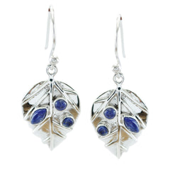 Riyo Genuine Gems multi shape Cabochon Nevy Blue Lapis Lazuli Silver Earring girlfriend gift