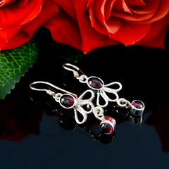 Riyo Genuine Gems multi shape Cabochon Red Garnet Silver Earring gift for friendship day