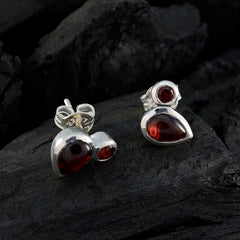 Riyo Genuine Gems multi shape Cabochon Red Garnet Silver Earrings gift for mothers day