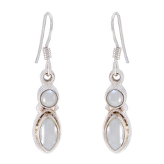 Riyo Genuine Gems multi shape Cabochon White Peral Silver Earrings gift for mother's day