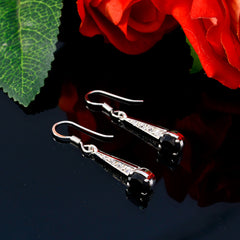 Riyo Genuine Gems multi shape Faceted Black Onyx Silver Earrings gift for labour day