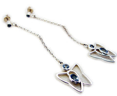 Riyo Genuine Gems multi shape Faceted Blue Topaz Silver Earring grandmother gift