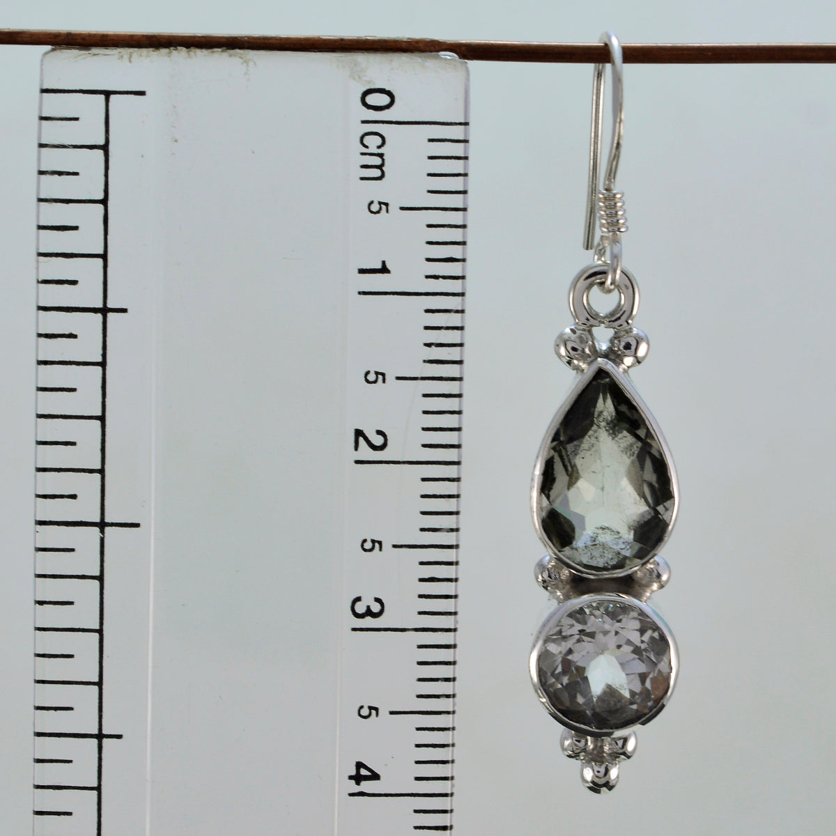 Riyo Genuine Gems multi shape Faceted Green Amethyst Silver Earring good Friday gift