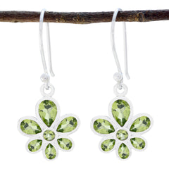 Riyo Genuine Gems multi shape Faceted Green Peridot Silver Earring Faishonable day gift