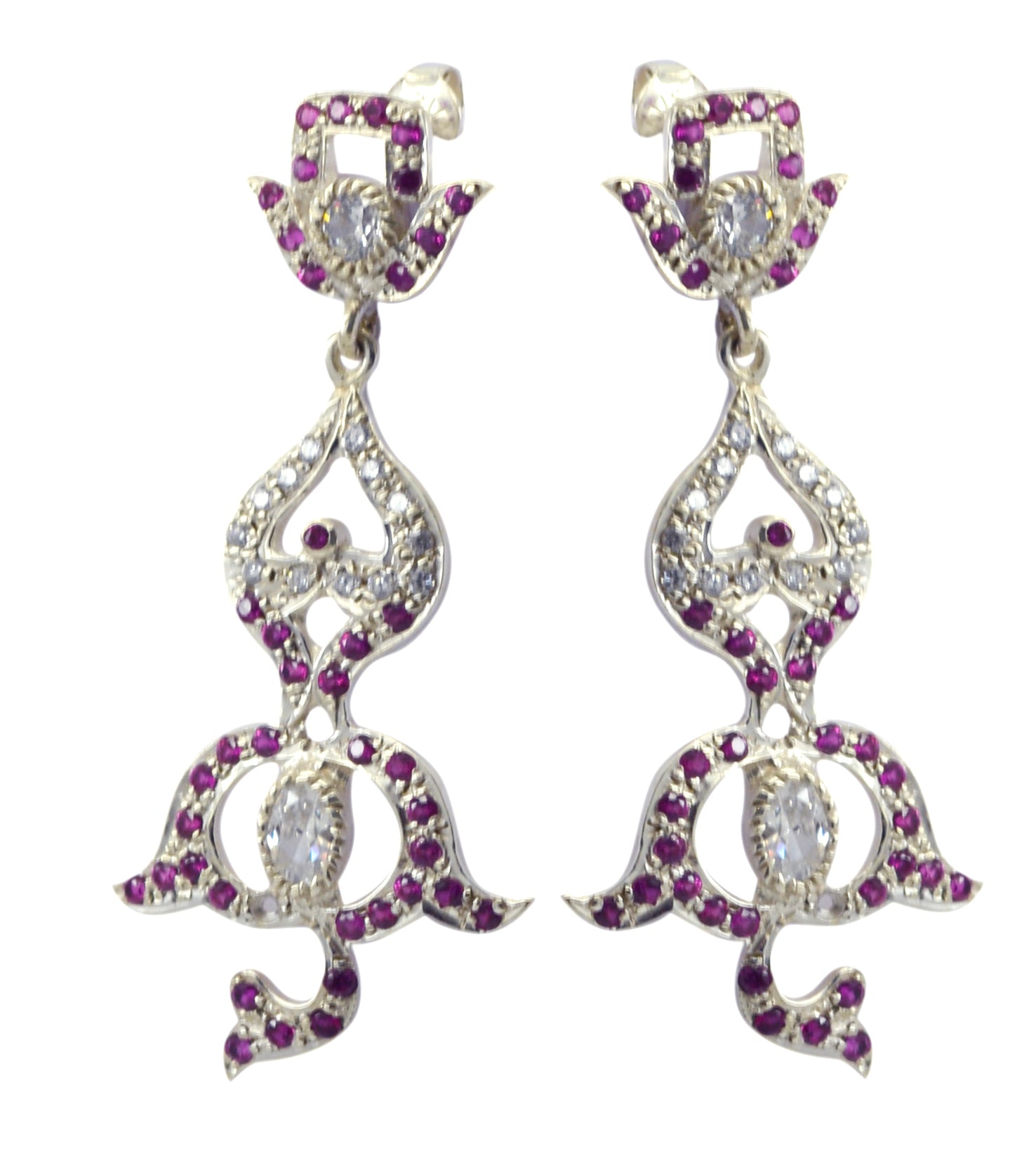 Riyo Genuine Gems multi shape Faceted Multi Multi CZ Silver Earrings frinendship day gift