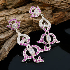 Riyo Genuine Gems multi shape Faceted Multi Multi CZ Silver Earrings frinendship day gift