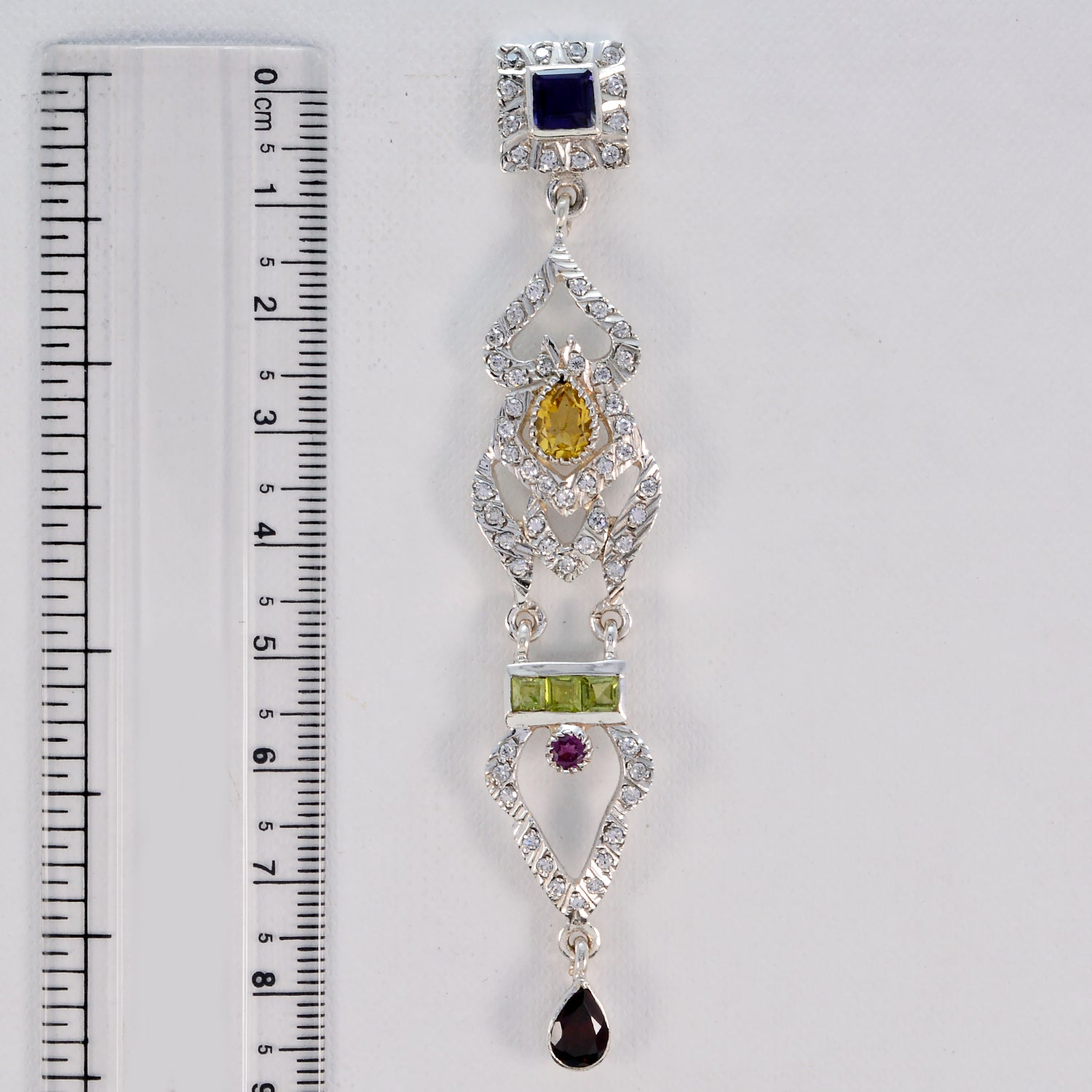 Riyo Genuine Gems multi shape Faceted Multi Multi Stone Silver Earrings gift for friendship day