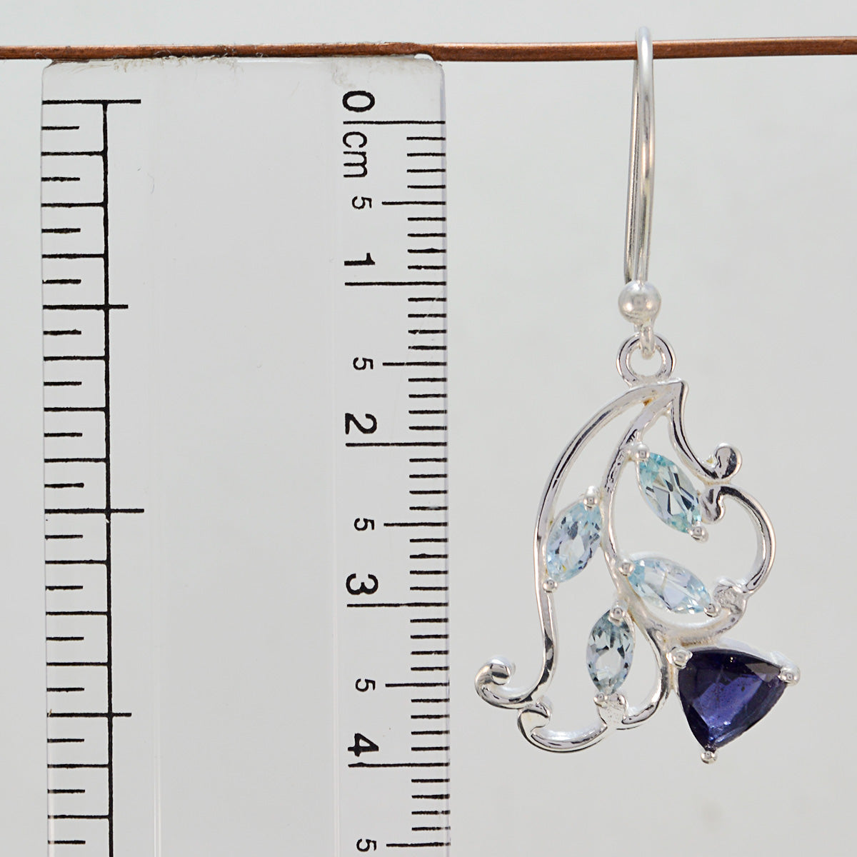 Riyo Genuine Gems multi shape Faceted Multi Multi Stone Silver Earrings mothers day gift