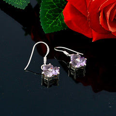 Riyo Genuine Gems multi shape Faceted Purple Amethyst Silver Earrings brithday gift