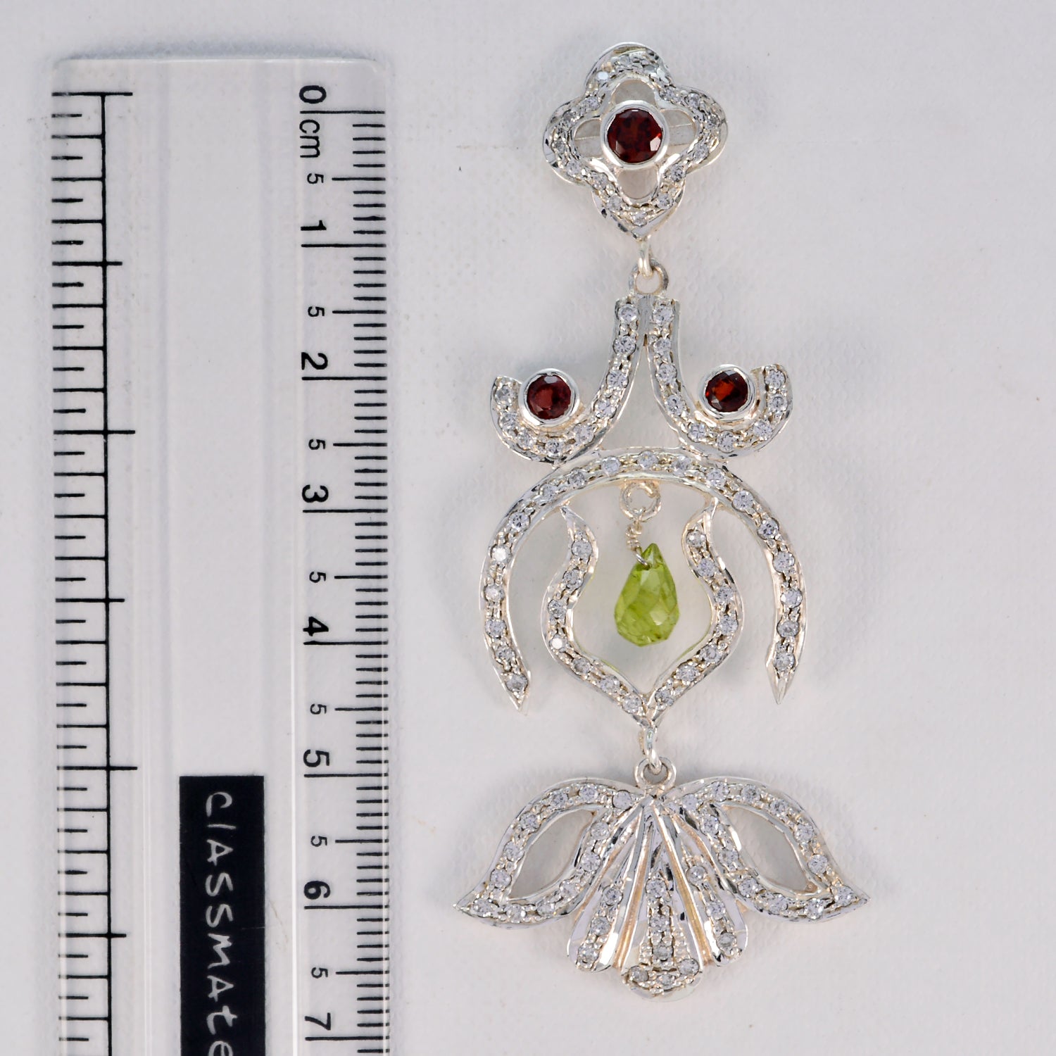 Riyo Genuine Gems multi shape Faceted Red Garnet Silver Earring gift for teachers day
