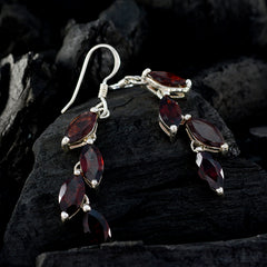 Riyo Genuine Gems multi shape Faceted Red Garnet Silver Earrings christmas day gift