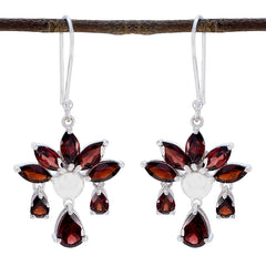 Riyo Genuine Gems multi shape Faceted Red Garnet Silver Earrings good Friday gift