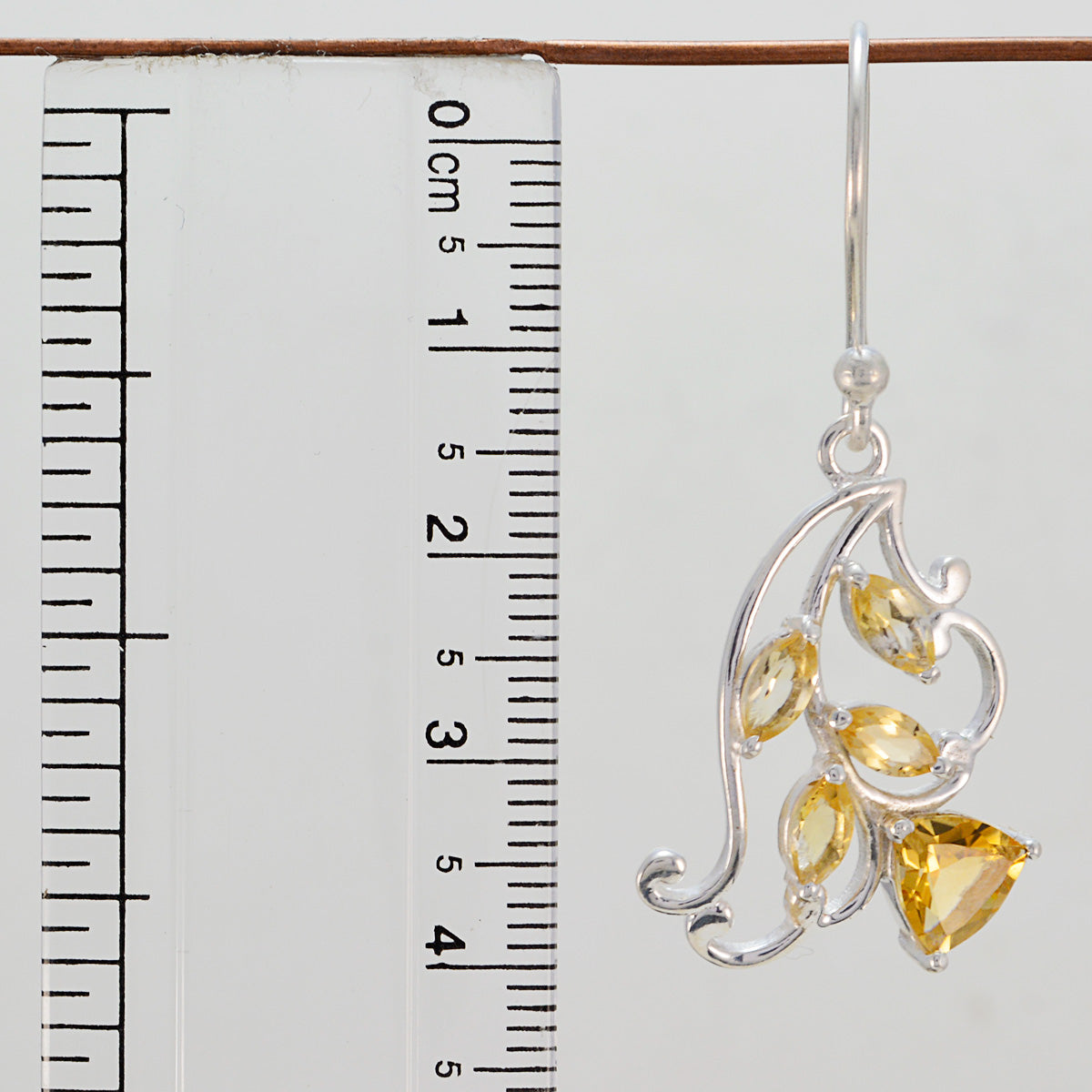 Riyo Genuine Gems multi shape Faceted Yellow Citrine Silver Earring gift for handmade