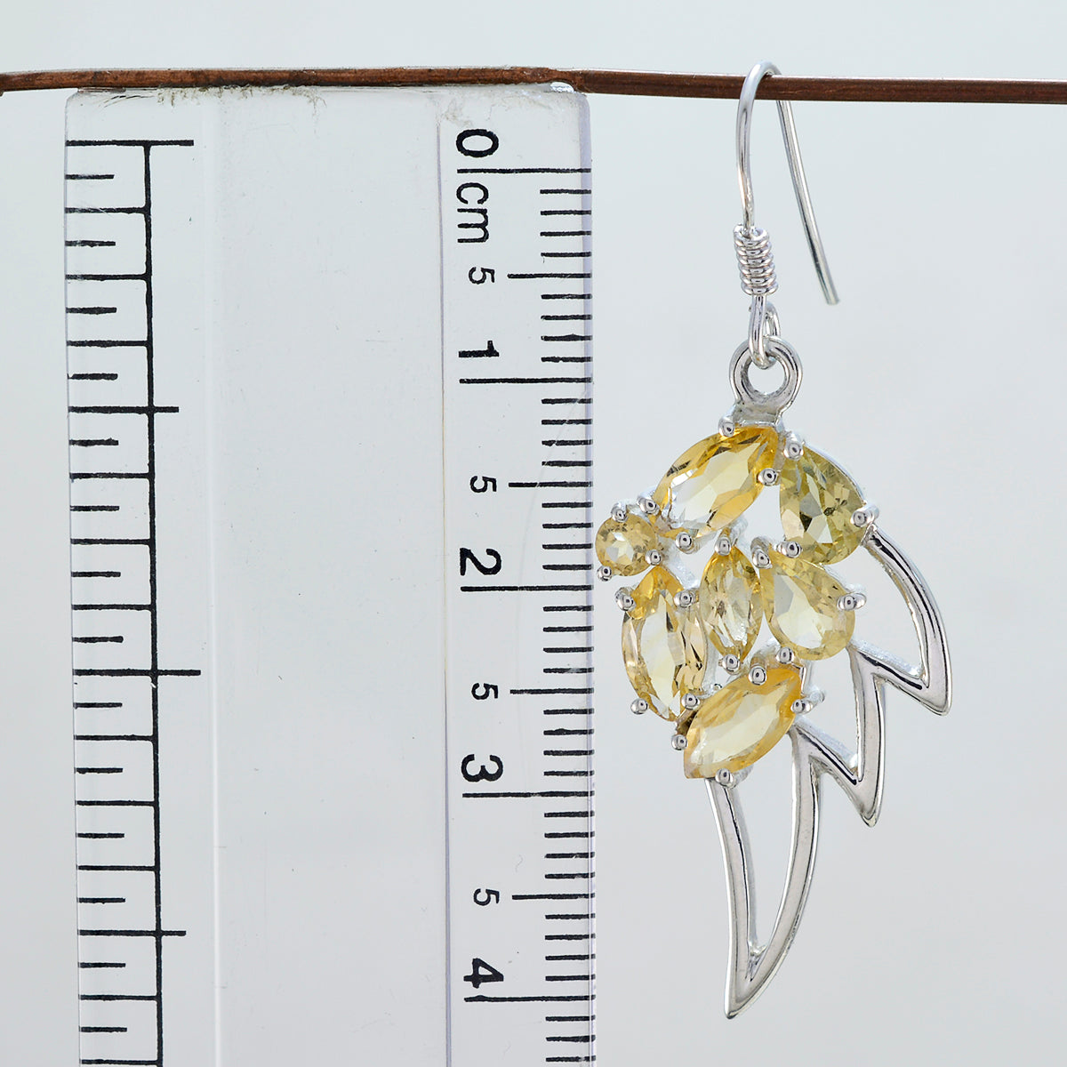 Riyo Genuine Gems multi shape Faceted Yellow Citrine Silver Earrings gift for good Friday