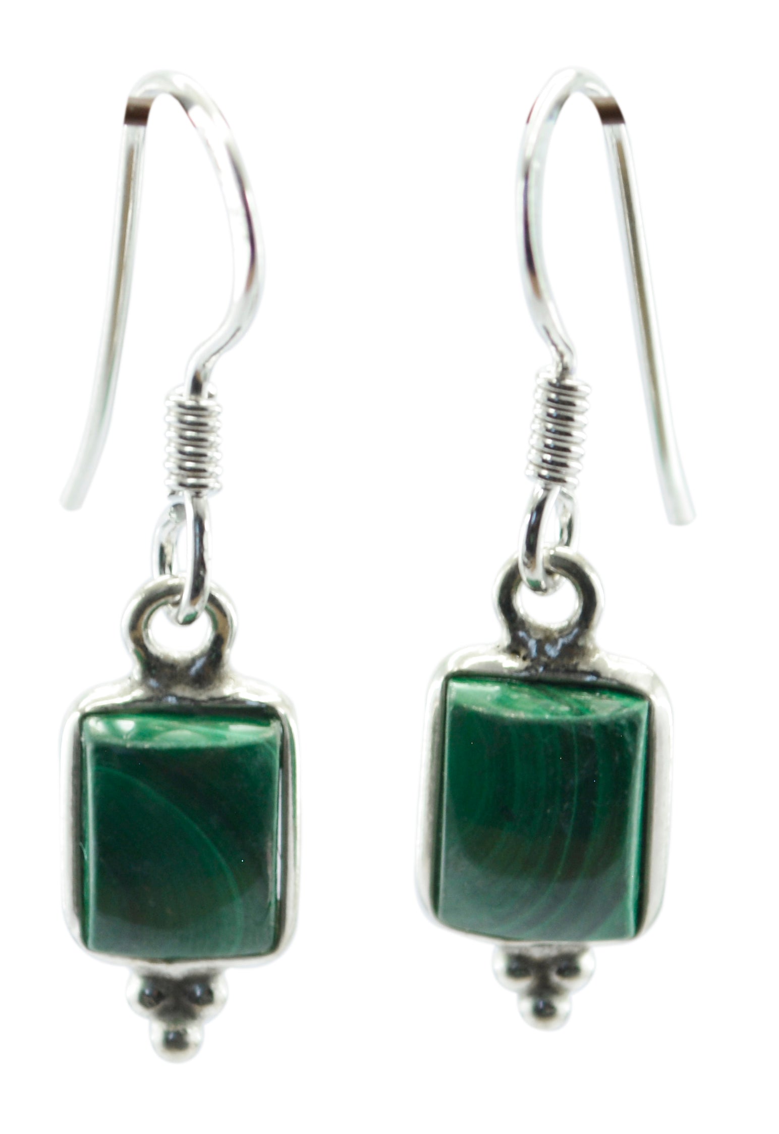 Riyo Genuine Gems octogon Faceted Green Malachatie Silver Earring gift for teachers day