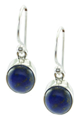 Riyo Genuine Gems oval Cabochon Nevy Blue Lapis Lazuli Silver Earring christmas gifts